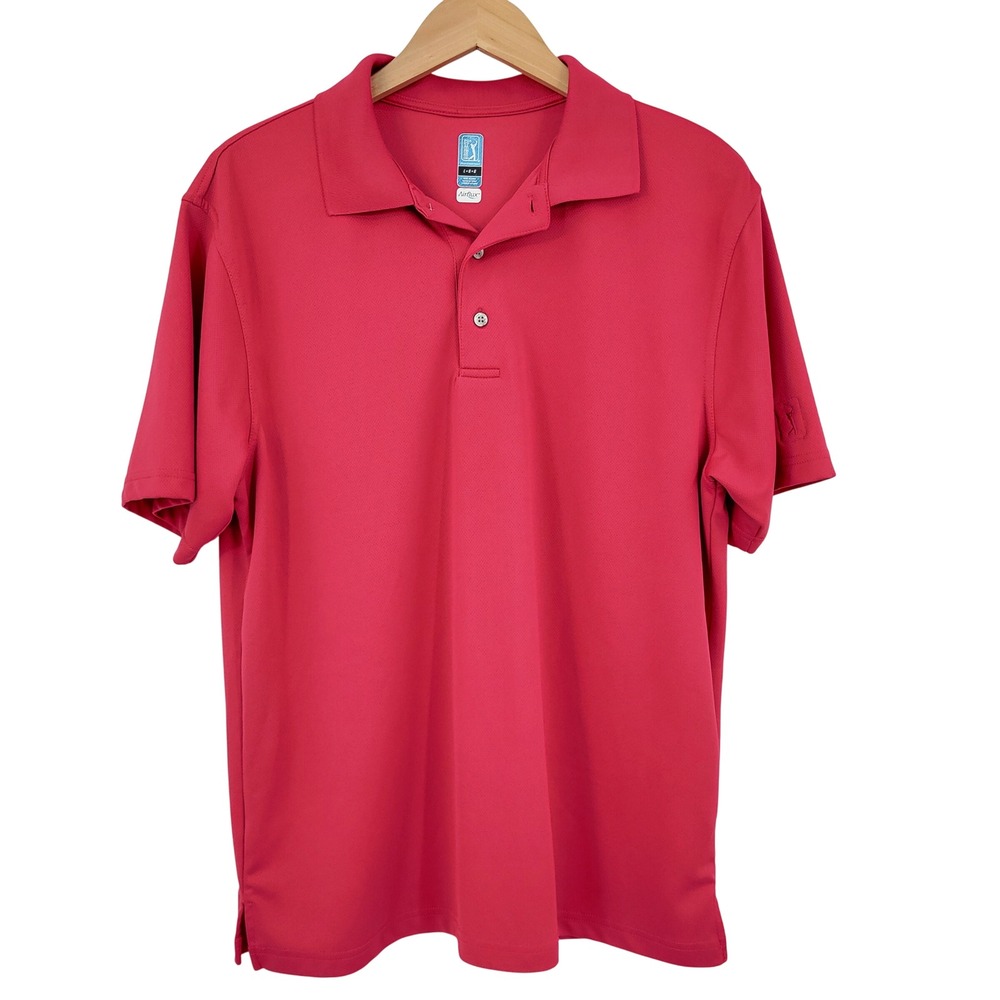 PGA TOUR Golf Polo Shirt Women Large Pink AirFlux Activewear  Moisture Wicking